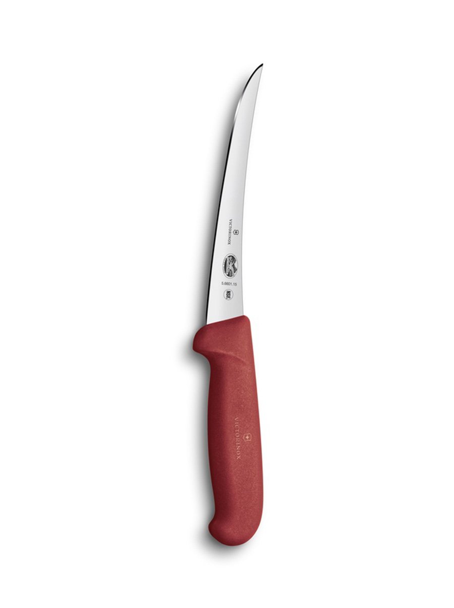 Victorinox Fibrox Boning Knife Curved Narrow Blade Red Handle 15 cm Victorinox Fibrox Boning Knife Curved Narrow Blade Red Handle 15 cm