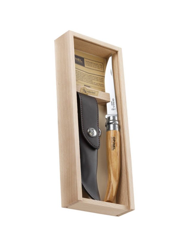Opinel Slim Line Pocket Knife With Olive Handle In Wooden Pen Case Opinel Slim Line Pocket Knife With Olive Handle In Wooden Pen Case