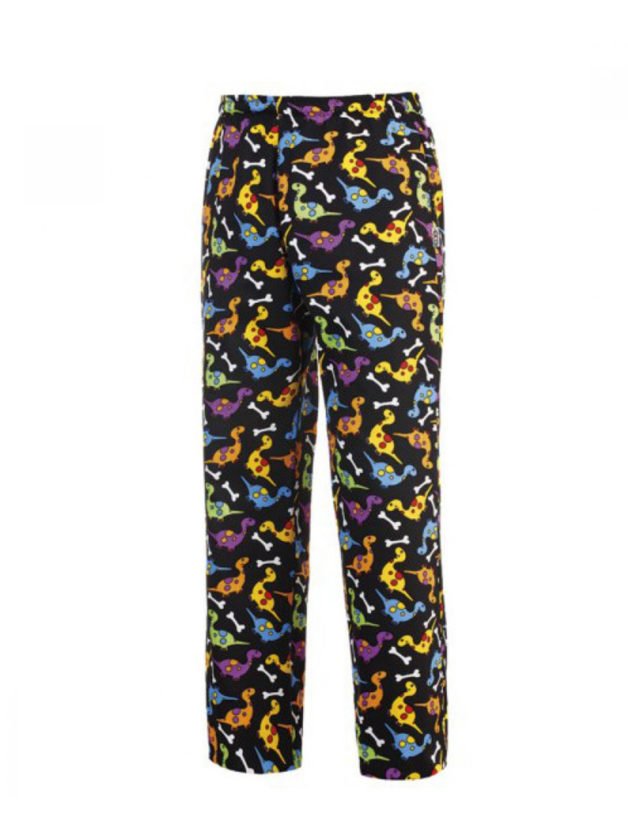 Egochef Trousers Black With Prints Dino Coulisse Egochef Trousers Black With Prints Dino Coulisse