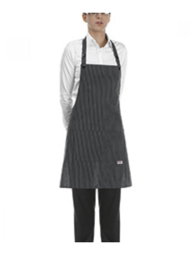 Egochef Bib Apron Short Sir Black With Stripes Egochef Bib Apron Short Sir Black With Stripes