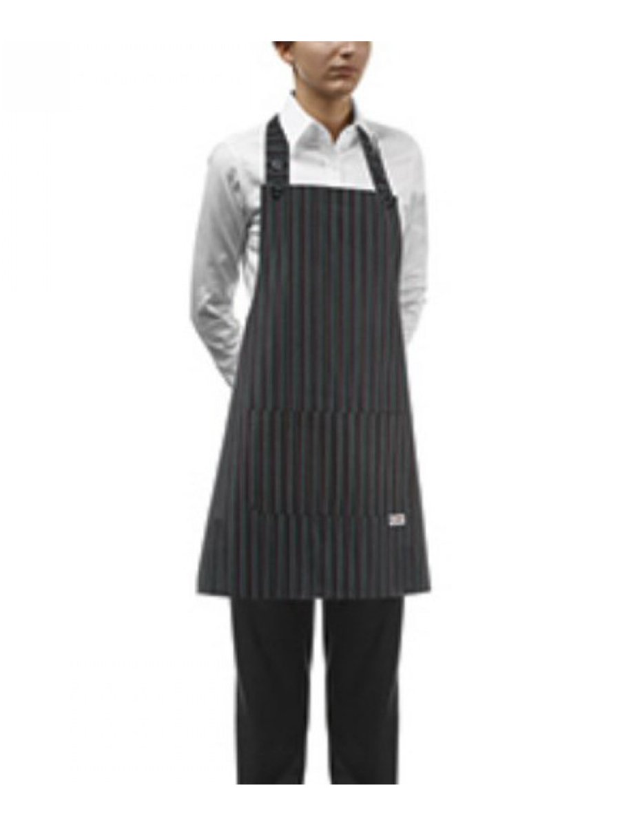 Egochef Bib Apron Short Tube Black With Stripes Egochef Bib Apron Short Tube Black With Stripes