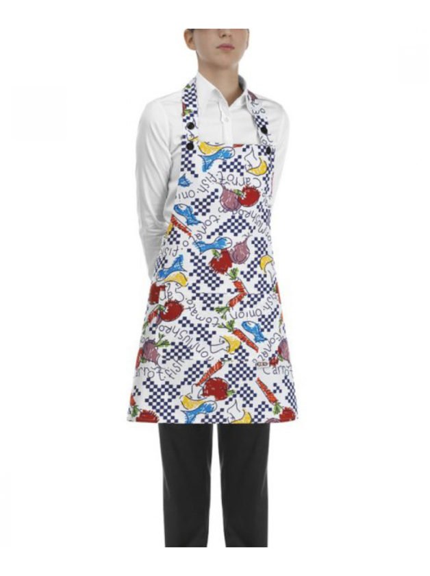 Egochef Bib Apron Short White With Prints Fantasy Egochef Bib Apron Short White With Prints Fantasy