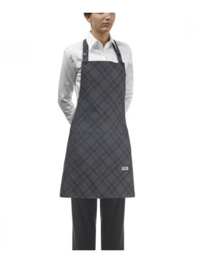 Egochef Bib Apron Short Iron Plaid