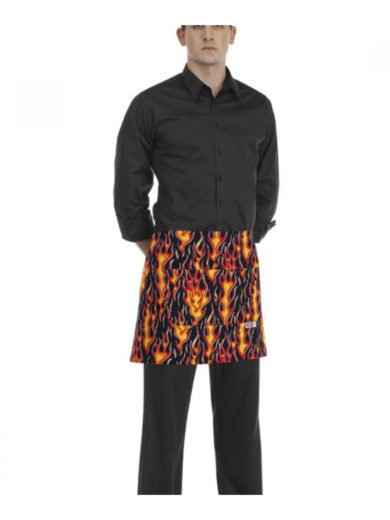Egochef Waist Apron 40x70 cm Black With Prints Flames