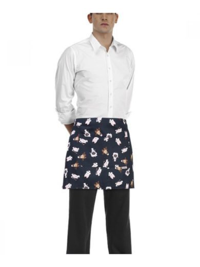 Egochef Waist Apron 40x70 cm Black With Prints Puppies