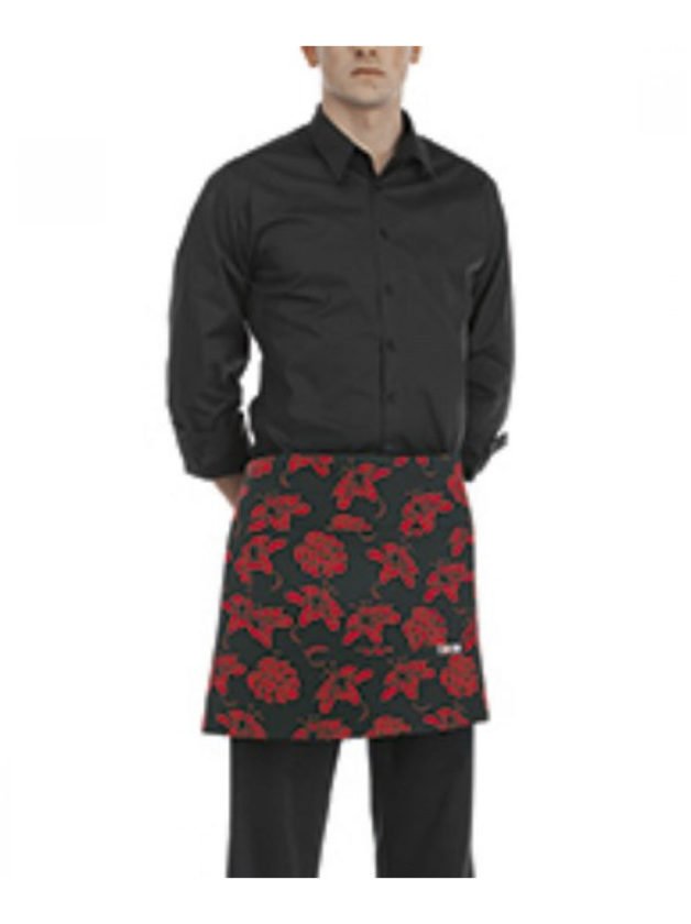 Egochef Waist Apron 40x70 Cm Black With Designs Ibiscus Egochef Waist Apron 40x70 Cm Black With Designs Ibiscus