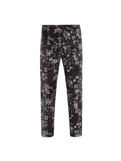 Giblor's Chef Trousers Alan Black With Prints Travel Giblor's Chef Trousers Alan Black With Prints Travel