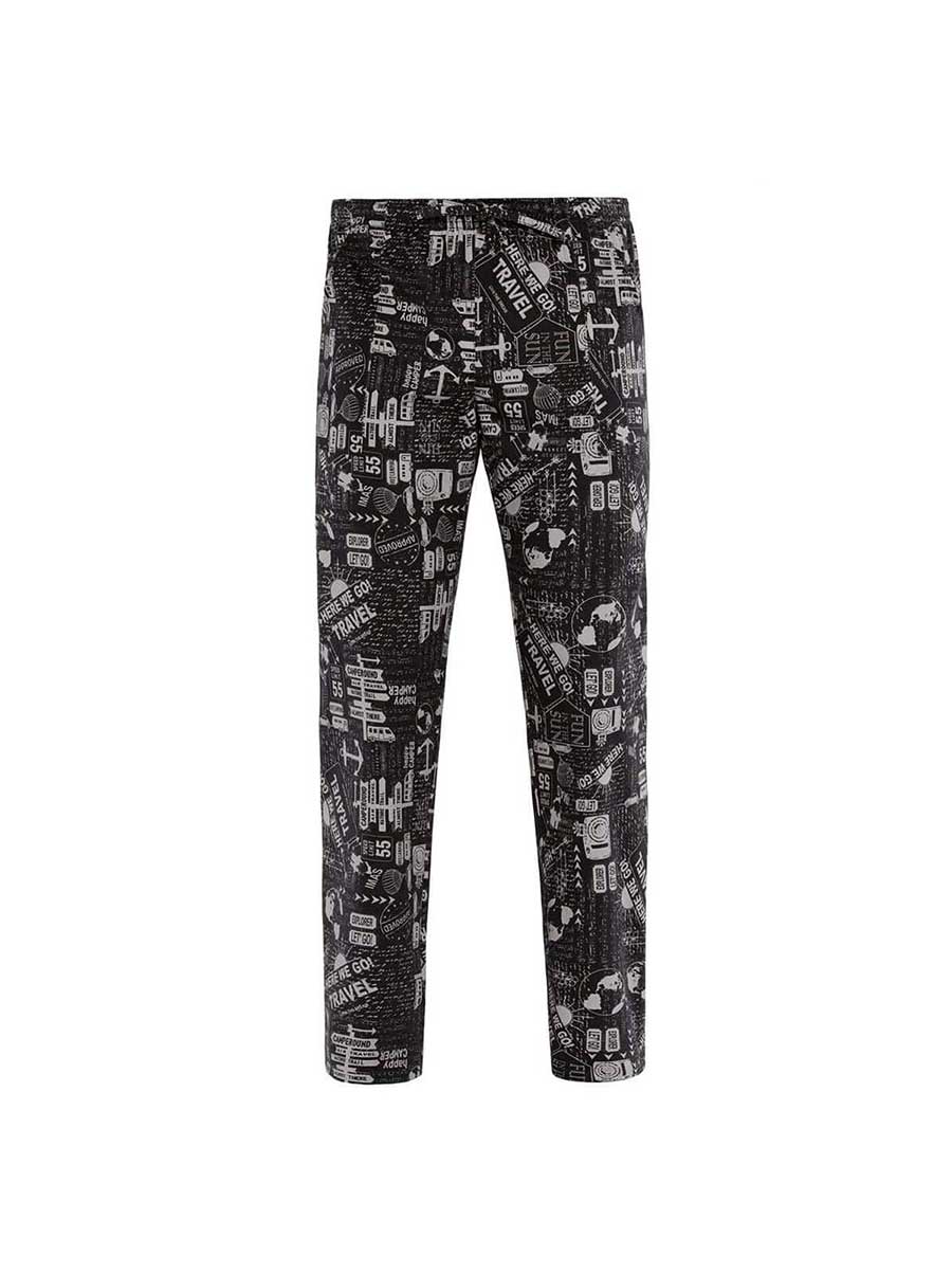 Giblor's Chef Trousers Alan Black With Prints Travel Giblor's Chef Trousers Alan Black With Prints Travel