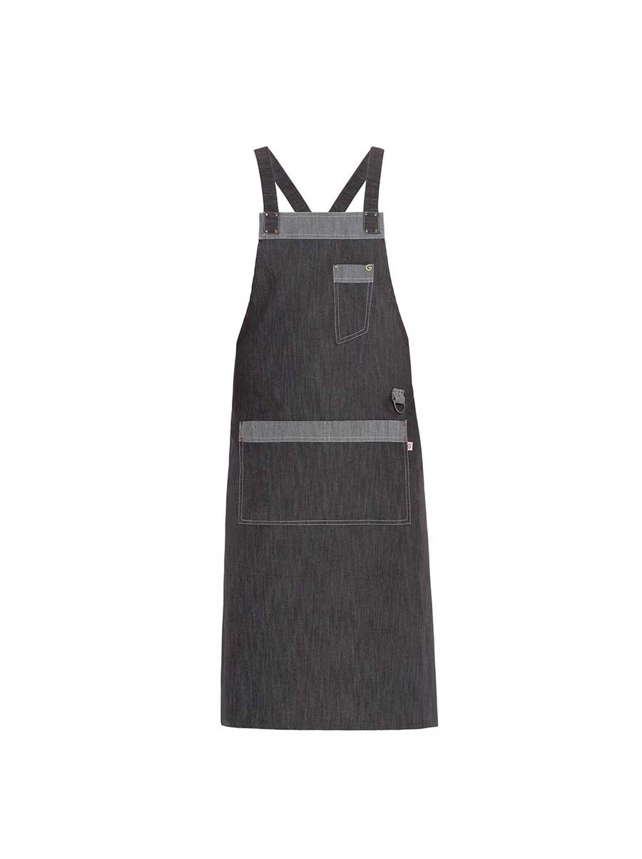 Giblor's Bib Apron Long Nizza Grey Brown Giblor's Bib Apron Long Nizza Grey Brown