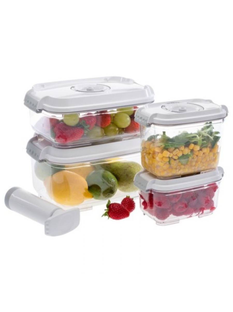 Status, Vacuum Food Storage Containers With Pump Set of 5 pcs. White Status, Vacuum Food Storage Containers With Pump Set of 5 pcs. White