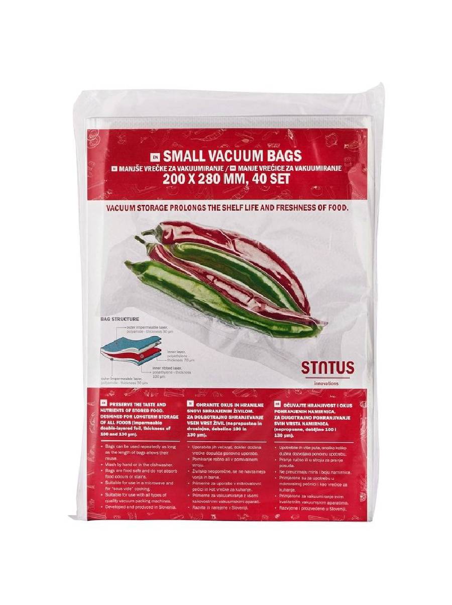 Status, Food Preservation Vacuum Bags 20x28 cm. Set of 40 pcs. Status, Food Preservation Vacuum Bags 20x28 cm. Set of 40 pcs.