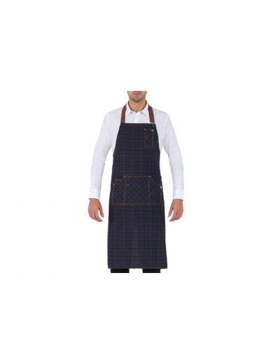 Giblor's Bib Apron Long Douglas Blue Brown Plaid